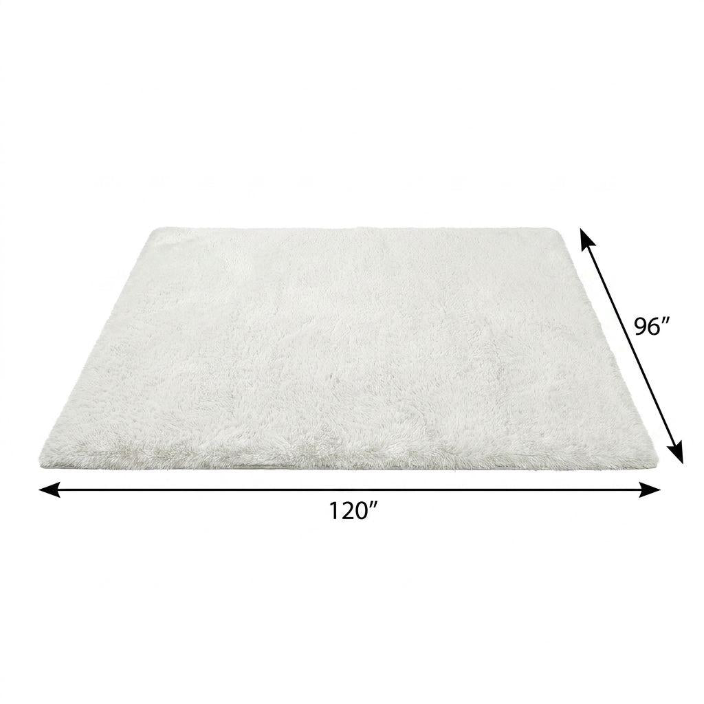8' X 10' Pink And Ivory Geometric Shag Washable Area Rug With UV Protection - HomeRoots - Flyclothing LLC