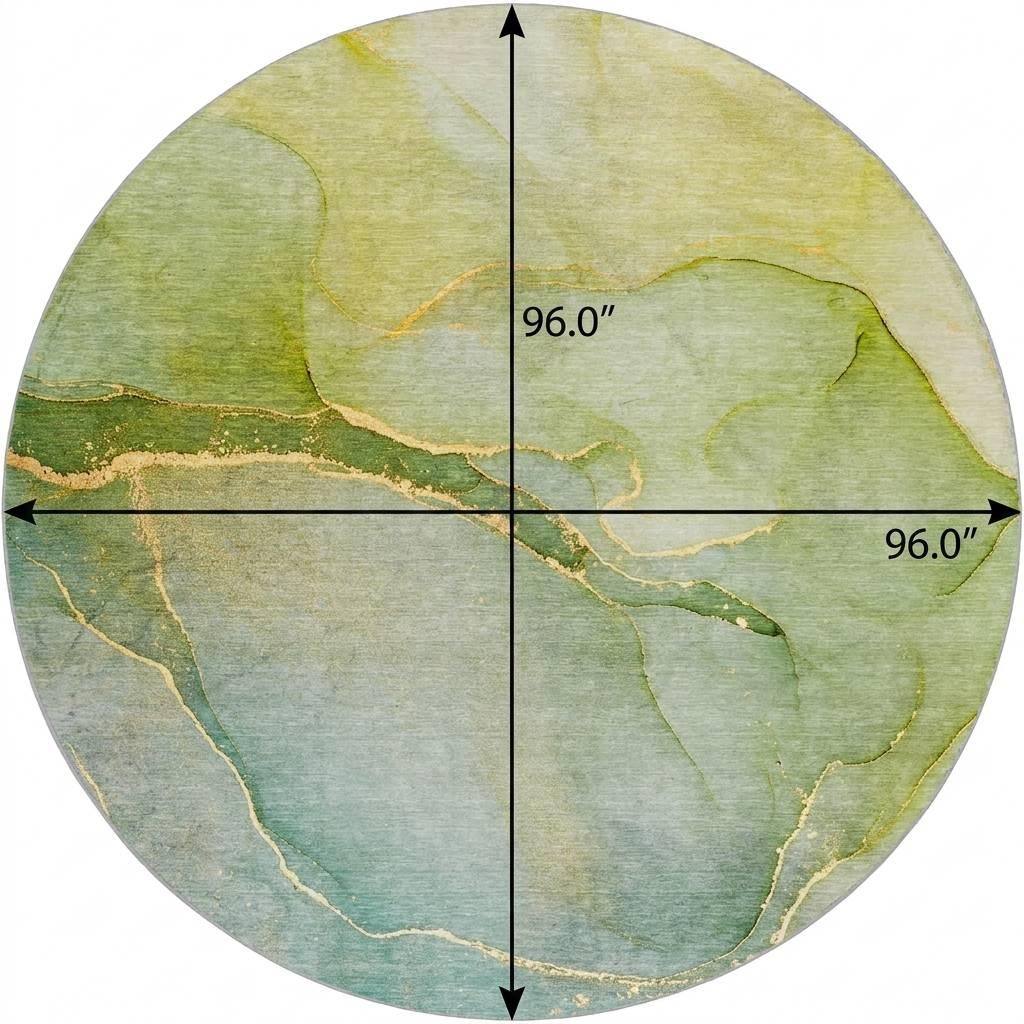 8' Green And Yellow Abstract Shag Washable Round Rug With UV Protection - HomeRoots - Flyclothing LLC