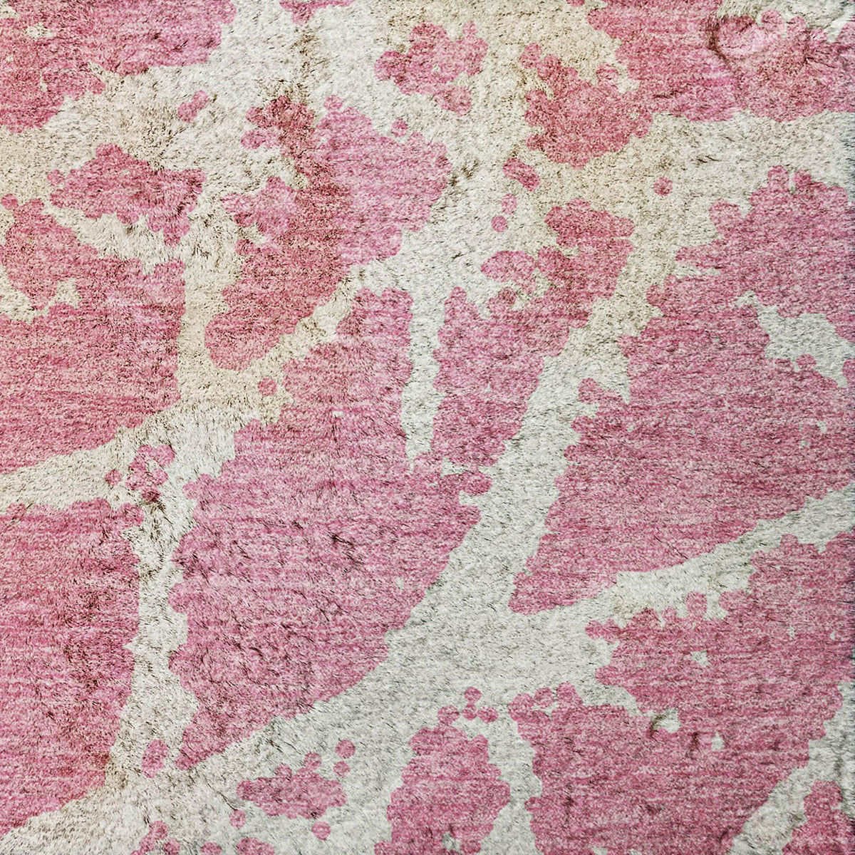 10' X 14' Pink And Ivory Geometric Shag Washable Area Rug With UV Protection - HomeRoots - Flyclothing LLC