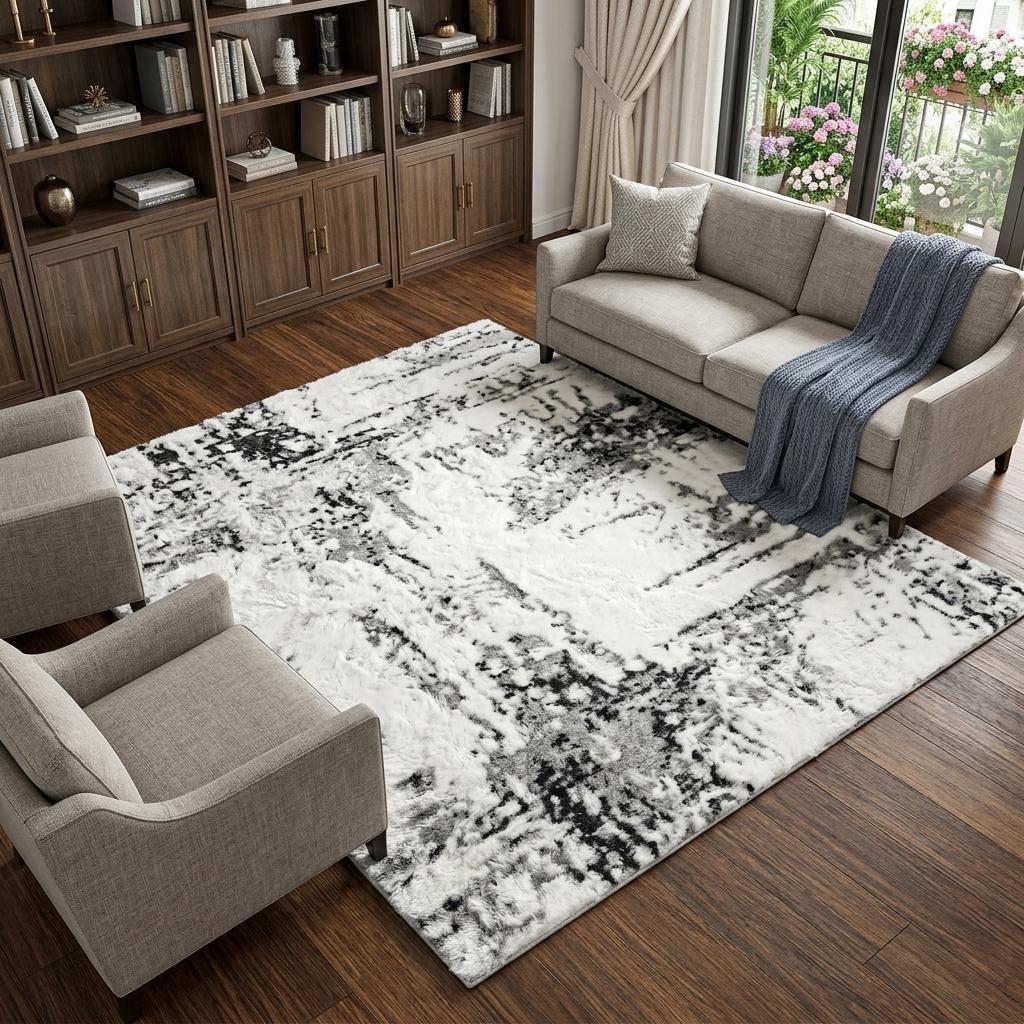 10' X 14' Beige And Ivory Abstract Shag Washable Area Rug With UV Protection - HomeRoots - Flyclothing LLC