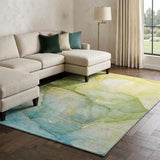 8' X 10' Green And Yellow Abstract Shag Washable Area Rug With UV Protection - HomeRoots - Flyclothing LLC