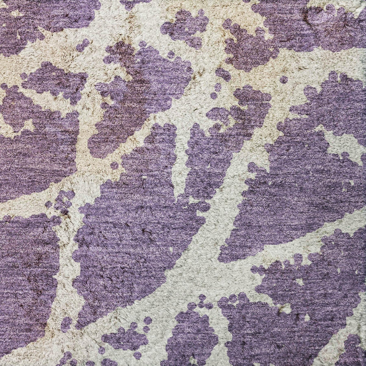 3' X 5' Purple And Ivory Geometric Shag Washable Area Rug With UV Protection - HomeRoots - Flyclothing LLC
