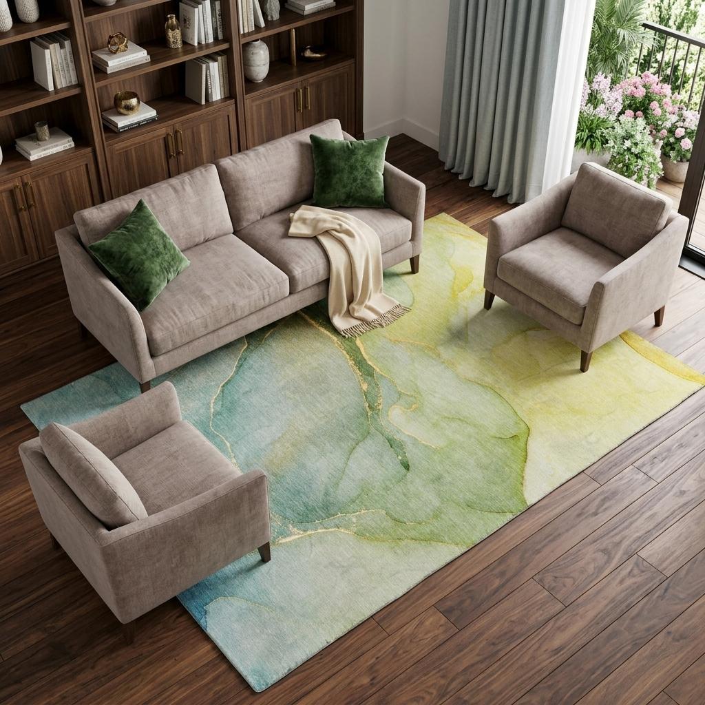 9' X 12' Green And Yellow Abstract Shag Washable Area Rug With UV Protection - HomeRoots - Flyclothing LLC