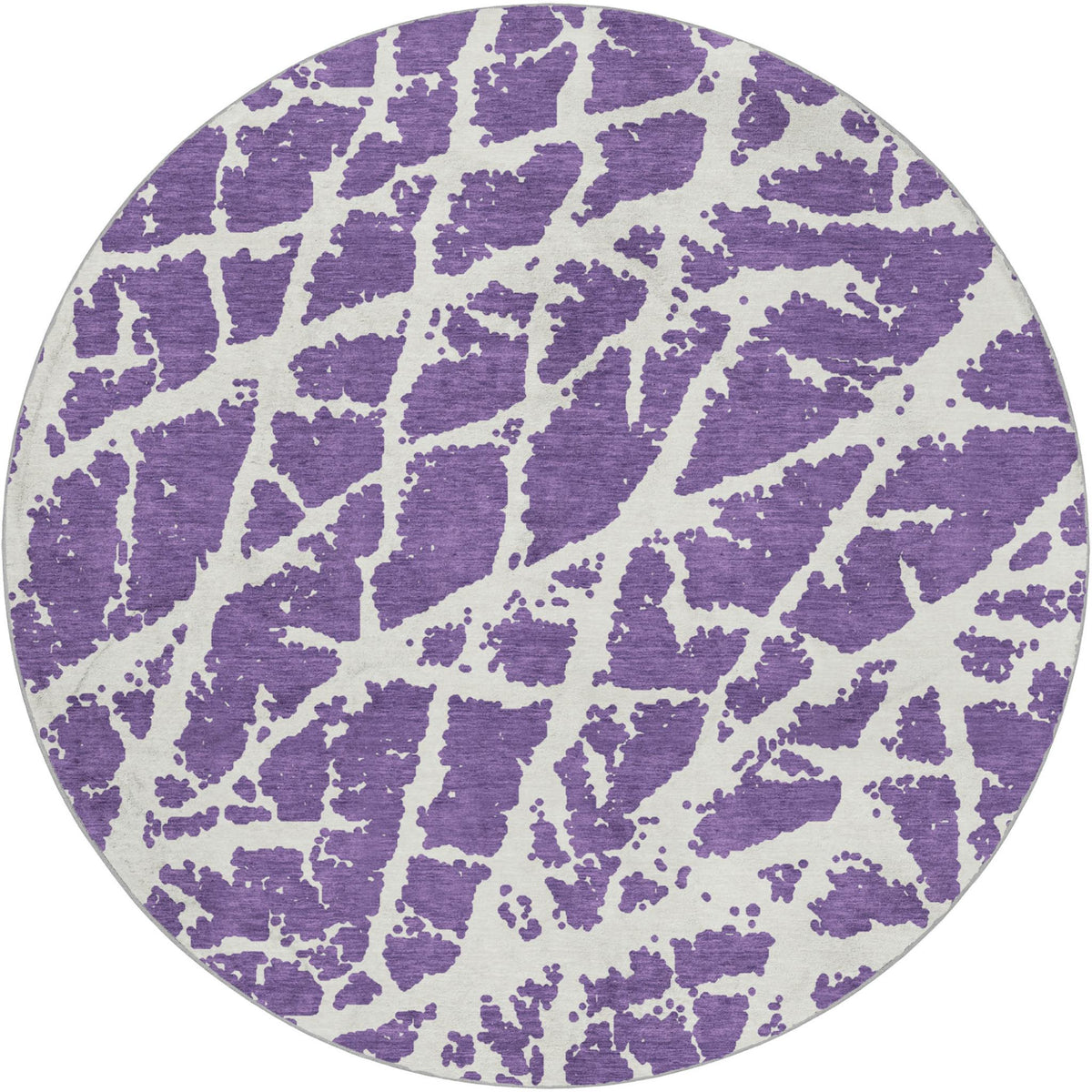 8' Purple And Ivory Geometric Shag Washable Round Rug With UV Protection - HomeRoots - Flyclothing LLC