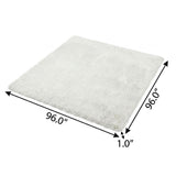 8' Purple And Ivory Geometric Shag Washable Round Rug With UV Protection - HomeRoots - Flyclothing LLC