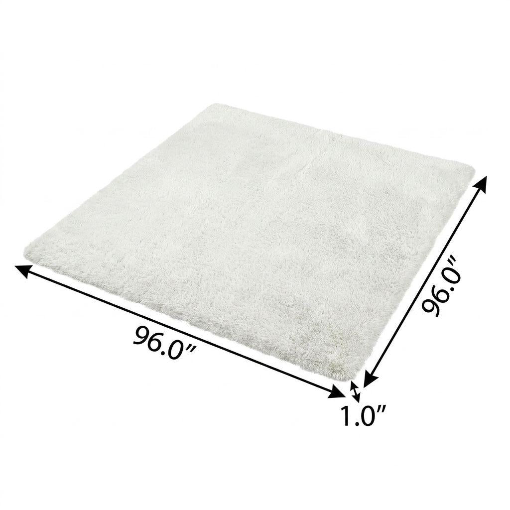 8' Purple And Ivory Geometric Shag Washable Round Rug With UV Protection - HomeRoots - Flyclothing LLC