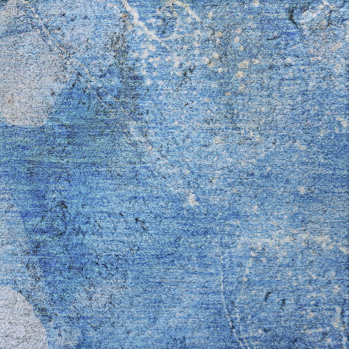 8' Blue And Denim Blue Abstract Shag Washable Round Rug With UV Protection - HomeRoots - Flyclothing LLC