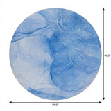 8' Blue And Denim Blue Abstract Shag Washable Round Rug With UV Protection - HomeRoots - Flyclothing LLC