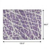 8' X 10' Purple And Ivory Geometric Shag Washable Area Rug With UV Protection - HomeRoots - Flyclothing LLC