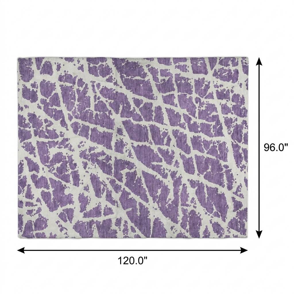 8' X 10' Purple And Ivory Geometric Shag Washable Area Rug With UV Protection - HomeRoots - Flyclothing LLC