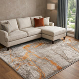 10' X 14' Orange And Peach Abstract Shag Washable Area Rug With UV Protection - HomeRoots - Flyclothing LLC