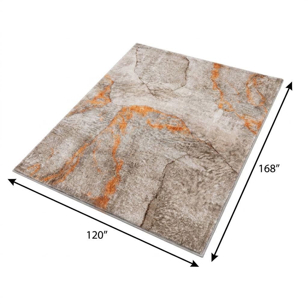 10' X 14' Orange And Peach Abstract Shag Washable Area Rug With UV Protection - HomeRoots - Flyclothing LLC