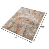 10' X 14' Orange And Peach Abstract Shag Washable Area Rug With UV Protection - HomeRoots - Flyclothing LLC