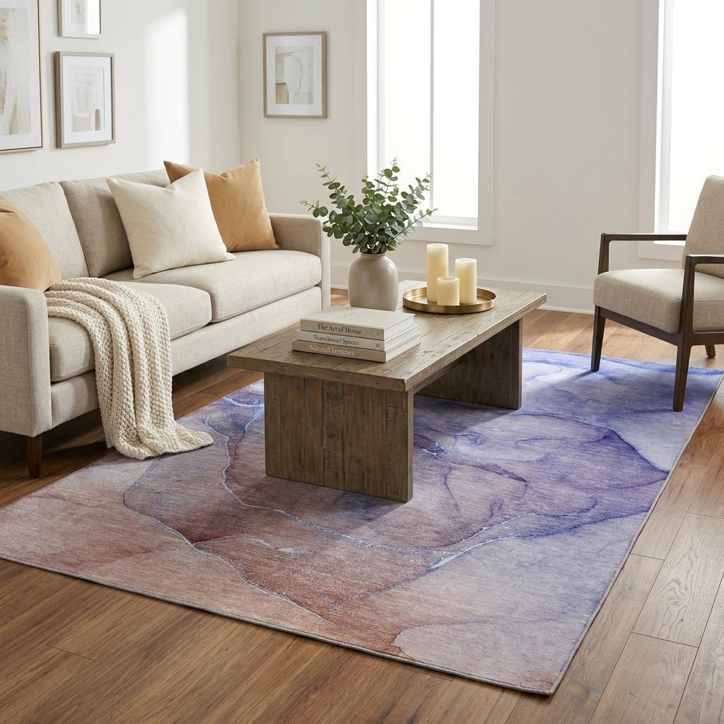 5' X 8' Navy Blue And Blue Abstract Shag Washable Area Rug With UV Protection - HomeRoots - Flyclothing LLC
