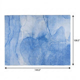 9' X 12' Blue And Denim Blue Abstract Shag Washable Area Rug With UV Protection - HomeRoots - Flyclothing LLC