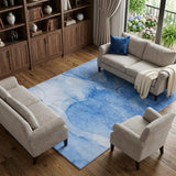10' X 14' Blue And Denim Blue Abstract Shag Washable Area Rug With UV Protection - HomeRoots - Flyclothing LLC
