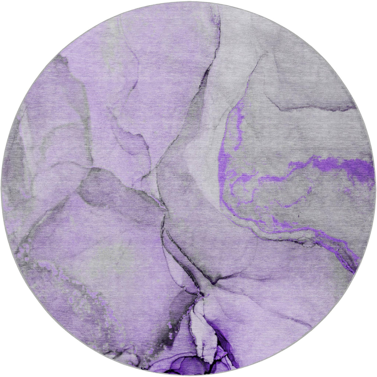 8' Purple And Lilac Abstract Shag Washable Round Rug With UV Protection - HomeRoots - Flyclothing LLC