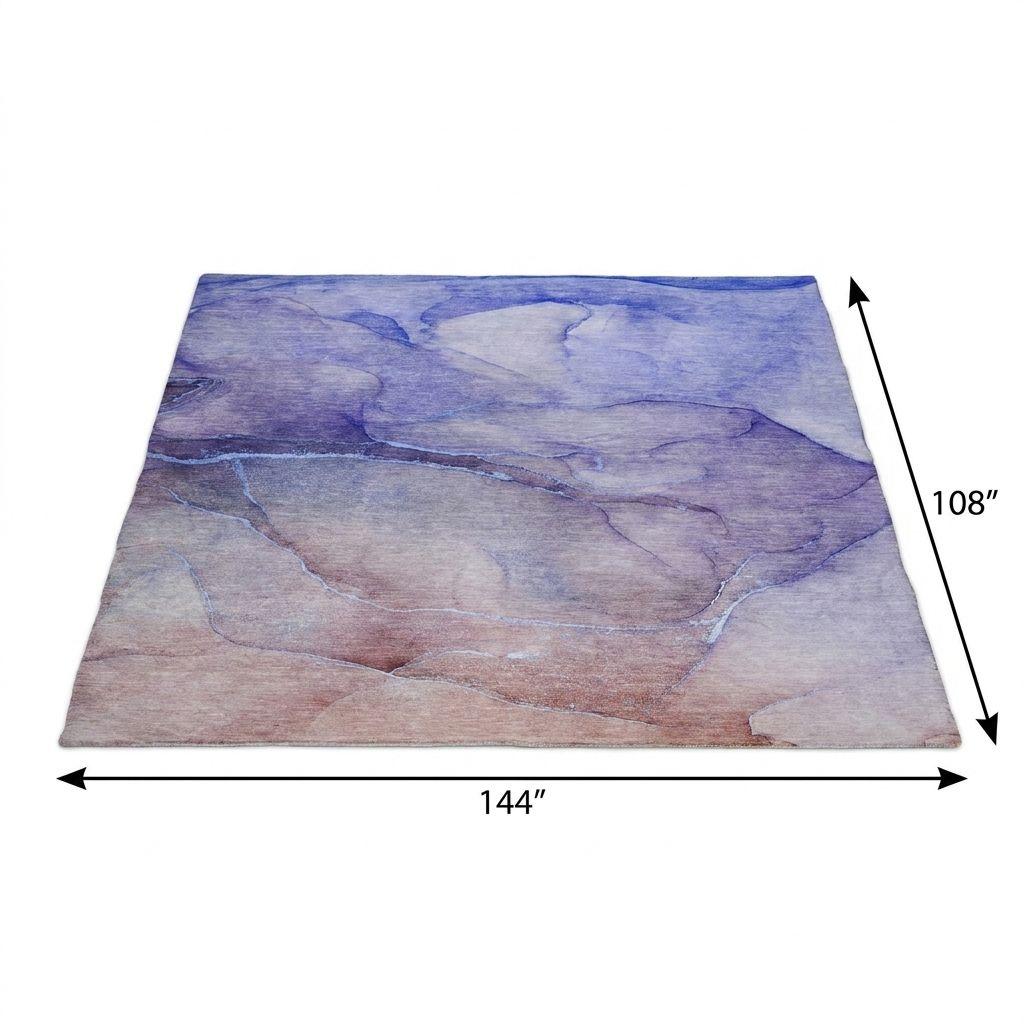 9' X 12' Navy Blue And Blue Abstract Shag Washable Area Rug With UV Protection - HomeRoots - Flyclothing LLC