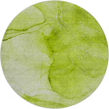 8' Green And Lime Green Abstract Shag Washable Round Rug With UV Protection - HomeRoots - Flyclothing LLC