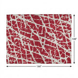 9' X 12' Red And Ivory Geometric Shag Washable Area Rug With UV Protection - HomeRoots - Flyclothing LLC