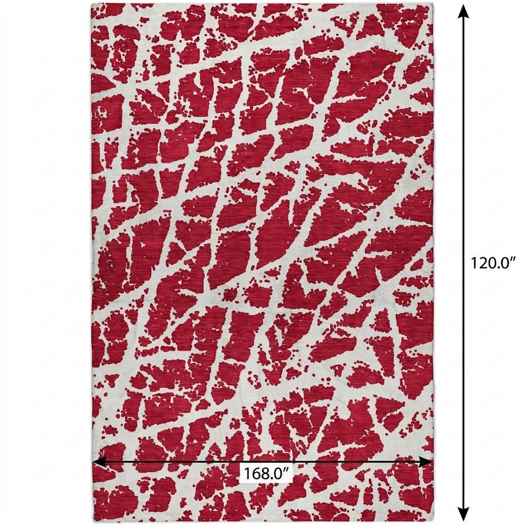 10' X 14' Red And Ivory Geometric Shag Washable Area Rug With UV Protection - HomeRoots - Flyclothing LLC