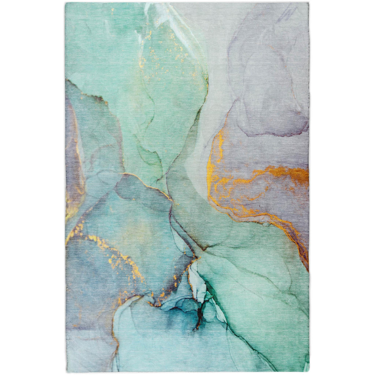 5' X 8' Teal And Blue Abstract Shag Washable Area Rug With UV Protection - HomeRoots - Flyclothing LLC