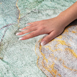 5' X 8' Teal And Blue Abstract Shag Washable Area Rug With UV Protection - HomeRoots - Flyclothing LLC