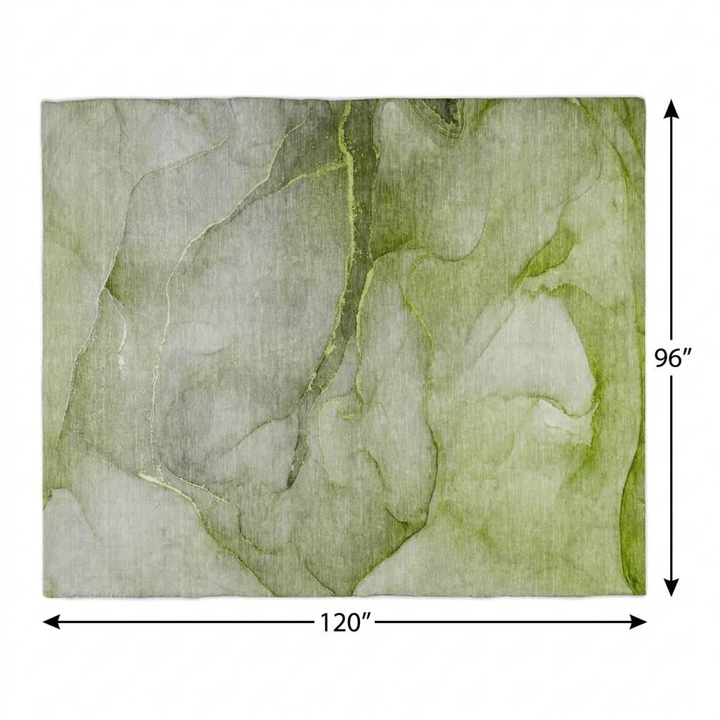 8' X 10' Olive Green And Green Abstract Shag Washable Area Rug With UV Protection - HomeRoots - Flyclothing LLC