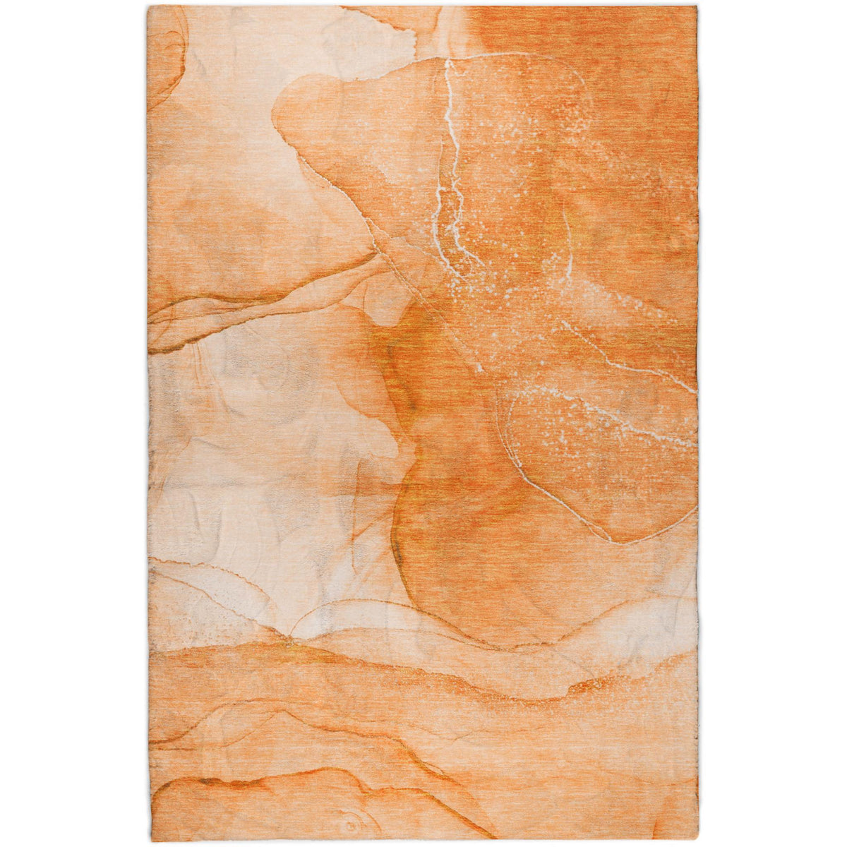 5' X 8' Orange And Peach Abstract Shag Washable Area Rug With UV Protection - HomeRoots - Flyclothing LLC