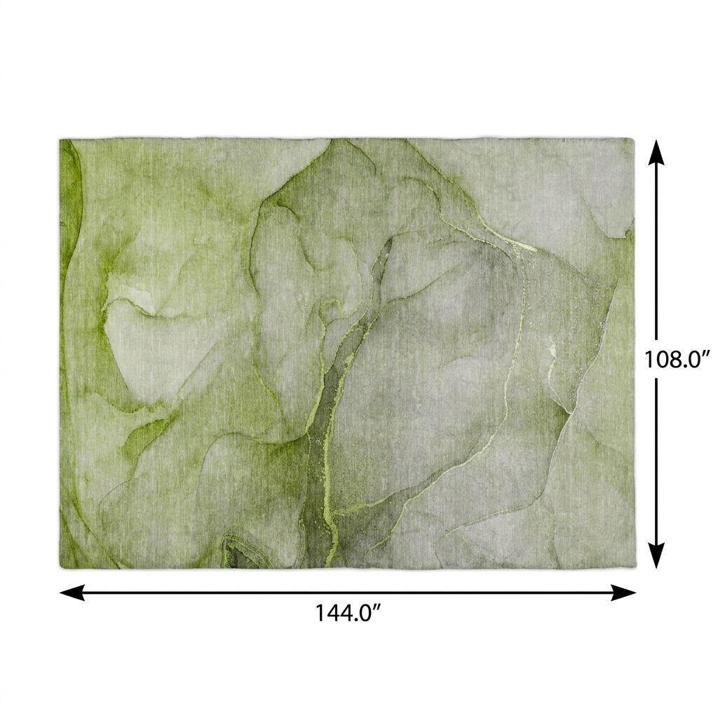 9' X 12' Olive Green And Green Abstract Shag Washable Area Rug With UV Protection - HomeRoots - Flyclothing LLC
