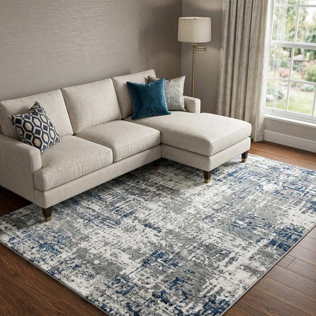 9' X 12' Teal And Blue Abstract Shag Washable Area Rug With UV Protection - HomeRoots - Flyclothing LLC