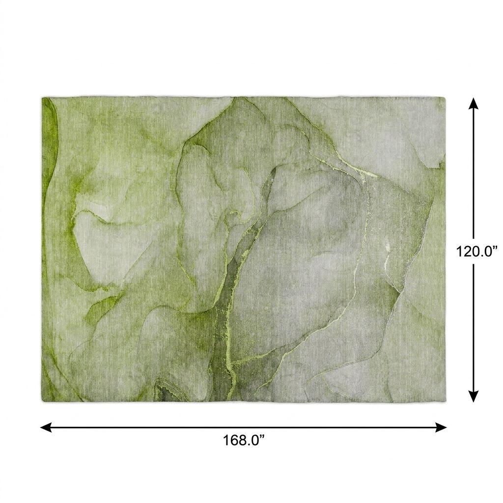 10' X 14' Olive Green And Green Abstract Shag Washable Area Rug With UV Protection - HomeRoots - Flyclothing LLC
