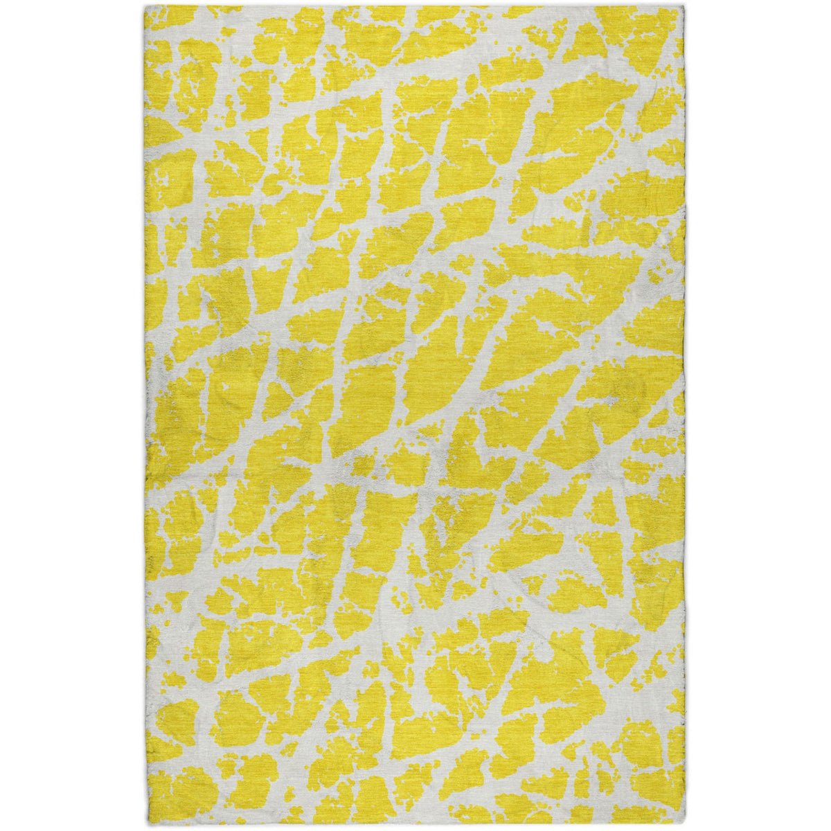 3' X 5' Yellow And Ivory Geometric Shag Washable Area Rug With UV Protection - HomeRoots - Flyclothing LLC