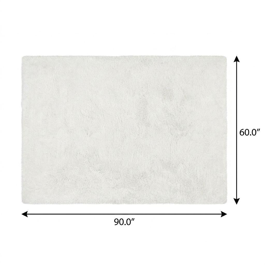 5' X 8' Yellow And Ivory Geometric Shag Washable Area Rug With UV Protection - HomeRoots - Flyclothing LLC