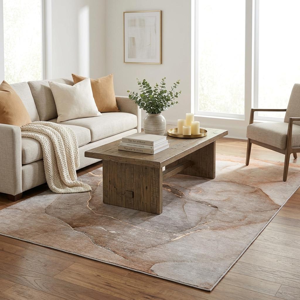 5' X 8' Taupe And Gray Abstract Shag Washable Area Rug With UV Protection - HomeRoots - Flyclothing LLC