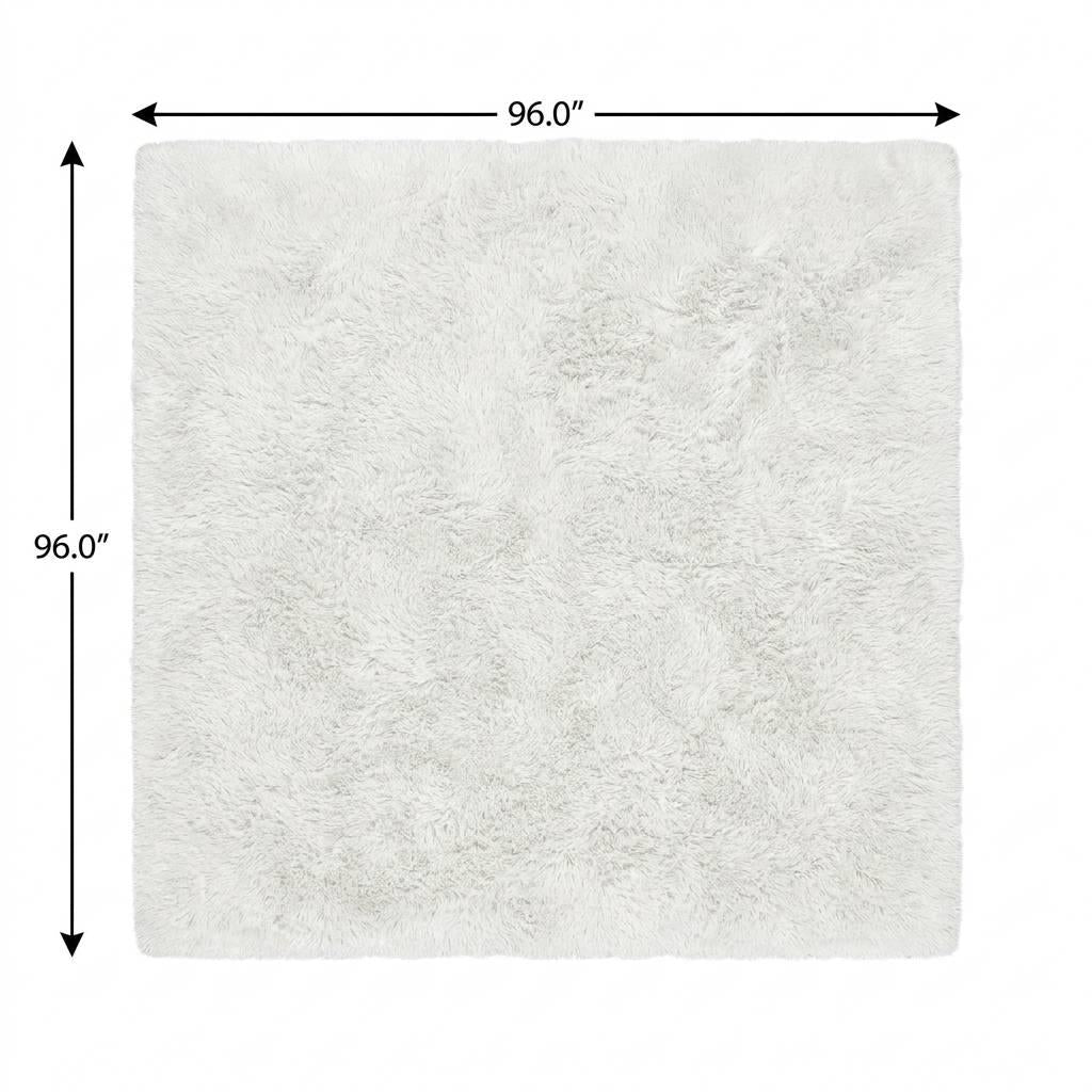 8' Yellow And Ivory Geometric Shag Washable Round Rug With UV Protection - HomeRoots - Flyclothing LLC