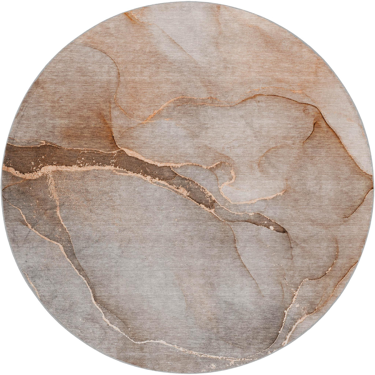 8' Taupe And Gray Abstract Shag Washable Round Rug With UV Protection - HomeRoots - Flyclothing LLC