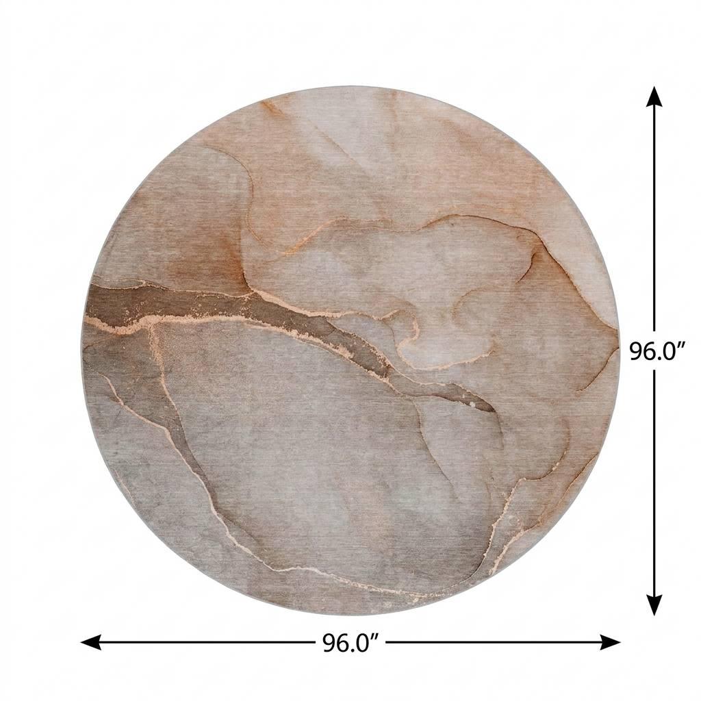 8' Taupe And Gray Abstract Shag Washable Round Rug With UV Protection - HomeRoots - Flyclothing LLC