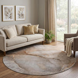 8' Taupe And Gray Abstract Shag Washable Round Rug With UV Protection - HomeRoots - Flyclothing LLC