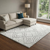 8' X 10' Yellow And Ivory Geometric Shag Washable Area Rug With UV Protection - HomeRoots - Flyclothing LLC