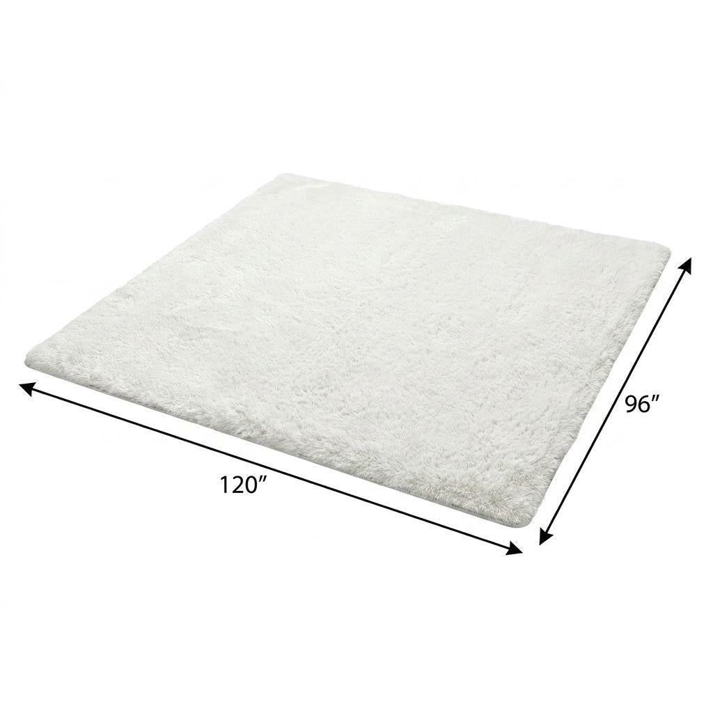 8' X 10' Yellow And Ivory Geometric Shag Washable Area Rug With UV Protection - HomeRoots - Flyclothing LLC