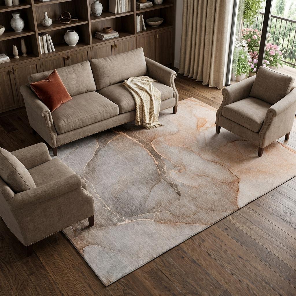 9' X 12' Taupe And Gray Abstract Shag Washable Area Rug With UV Protection - HomeRoots - Flyclothing LLC