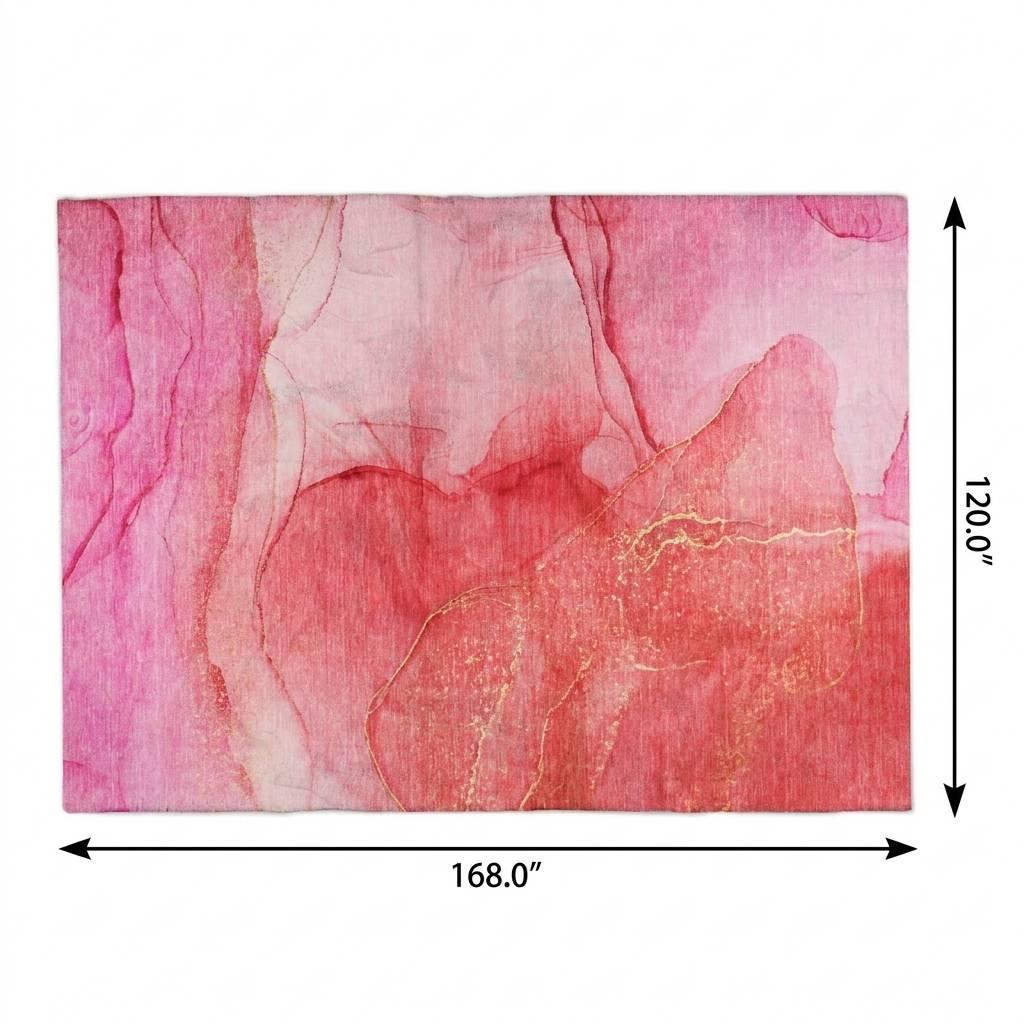 10' X 14' Pink And Blush Abstract Shag Washable Area Rug With UV Protection - HomeRoots - Flyclothing LLC