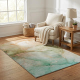 5' X 8' Teal And Orange Abstract Shag Washable Area Rug With UV Protection - HomeRoots - Flyclothing LLC