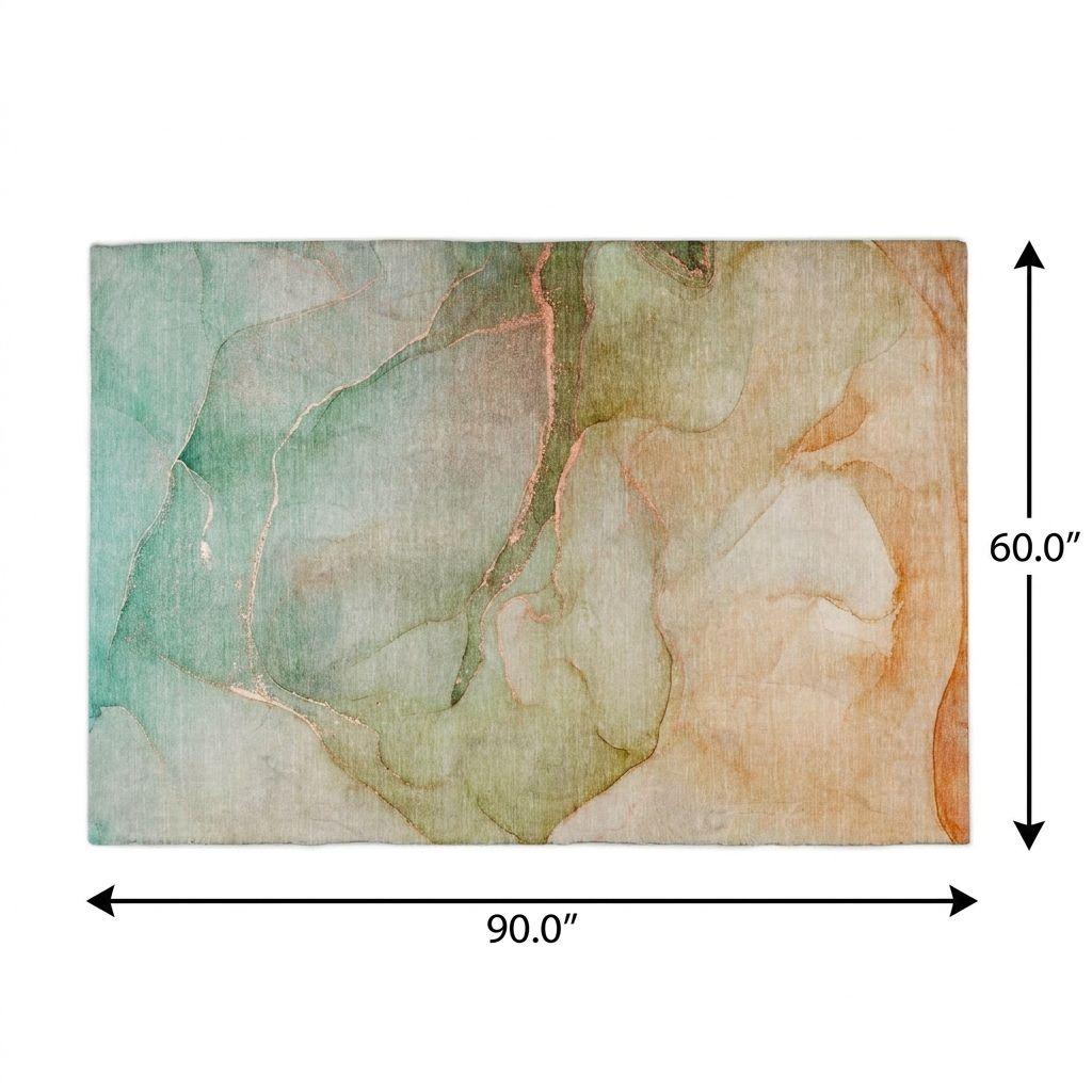 5' X 8' Teal And Orange Abstract Shag Washable Area Rug With UV Protection - HomeRoots - Flyclothing LLC