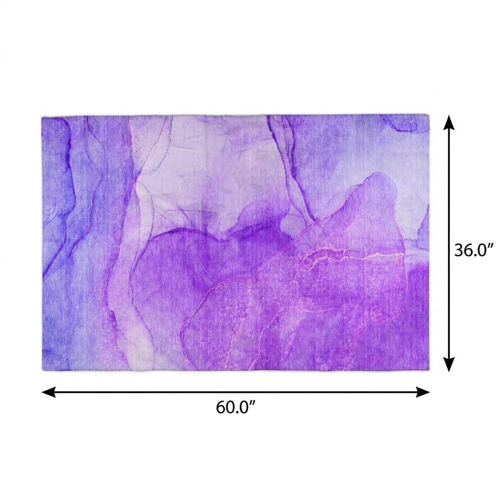 3' X 5' Purple And Blue Abstract Shag Washable Area Rug With UV Protection - HomeRoots - Flyclothing LLC
