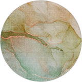 8' Teal And Orange Abstract Shag Washable Round Rug With UV Protection - HomeRoots - Flyclothing LLC