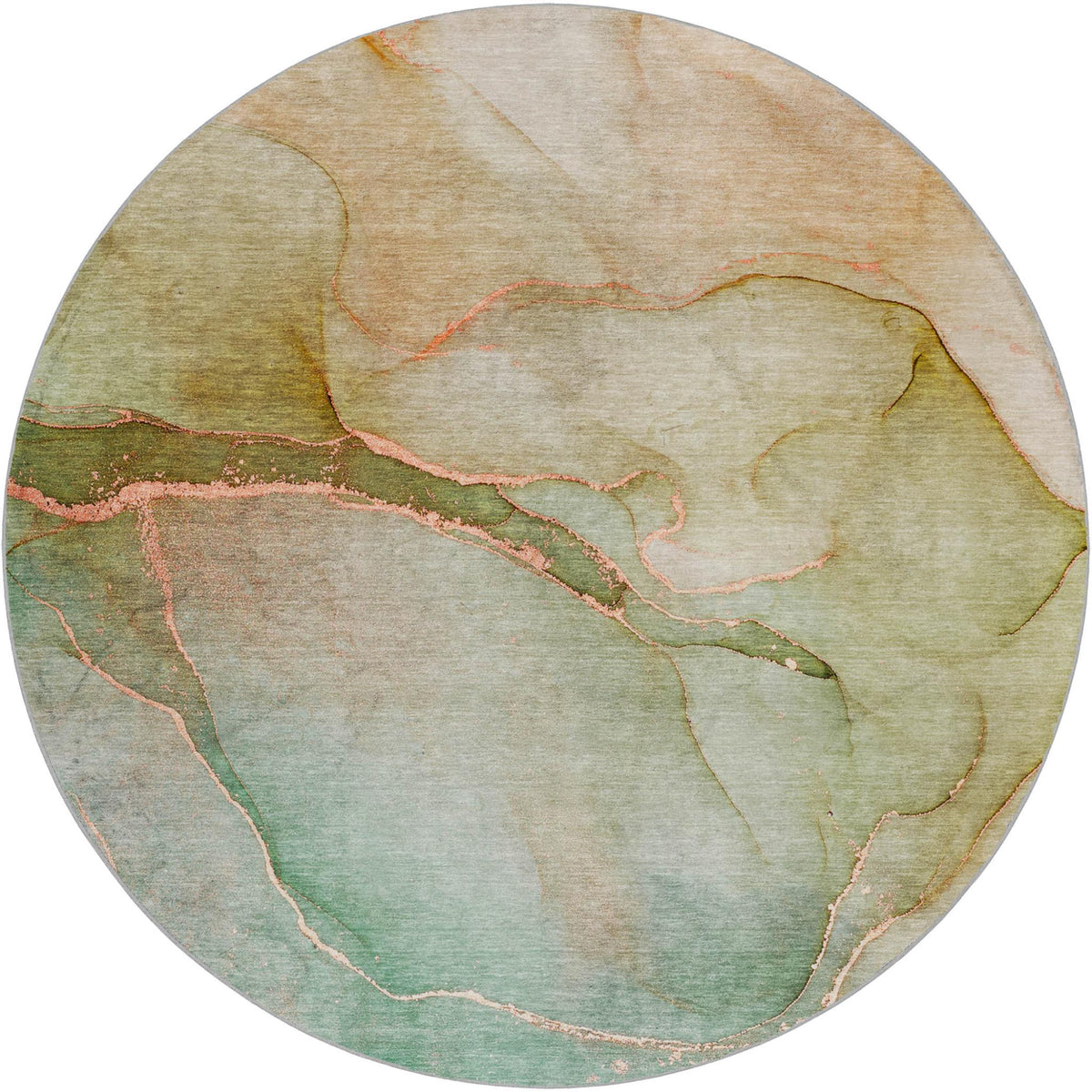 8' Teal And Orange Abstract Shag Washable Round Rug With UV Protection - HomeRoots - Flyclothing LLC