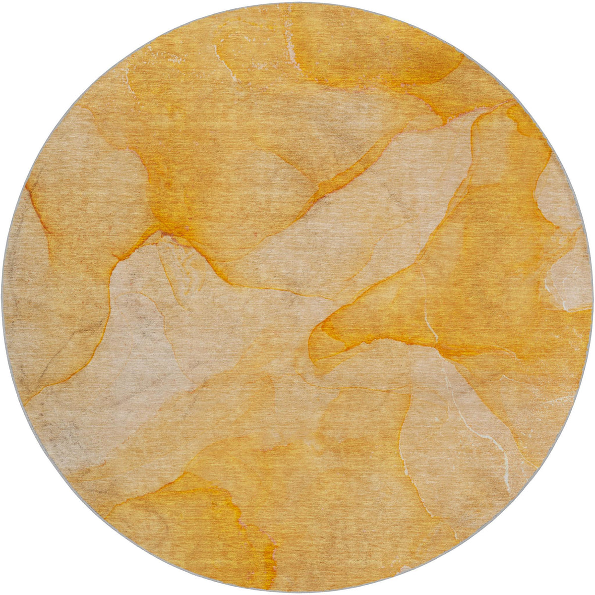 8' Orange And Peach Abstract Shag Washable Round Rug With UV Protection - HomeRoots - Flyclothing LLC