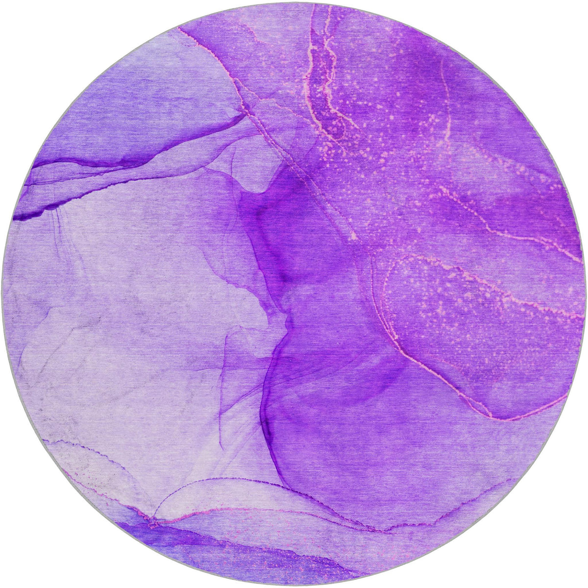 8' Purple And Blue Abstract Shag Washable Round Rug With UV Protection - HomeRoots - Flyclothing LLC